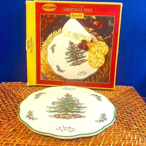 BRAND NEW IN BOX Spode Christmas Tree 9" Cheese  Cookie Plate Trivet - Picture 1 of 5